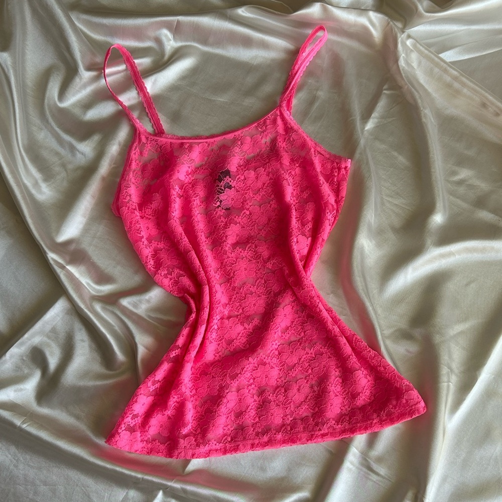 Bright Pink Lace Camisole